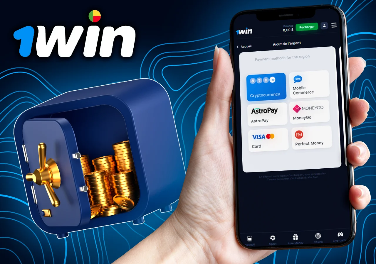 Différentes options de paiement sur le site de 1Win Bénin