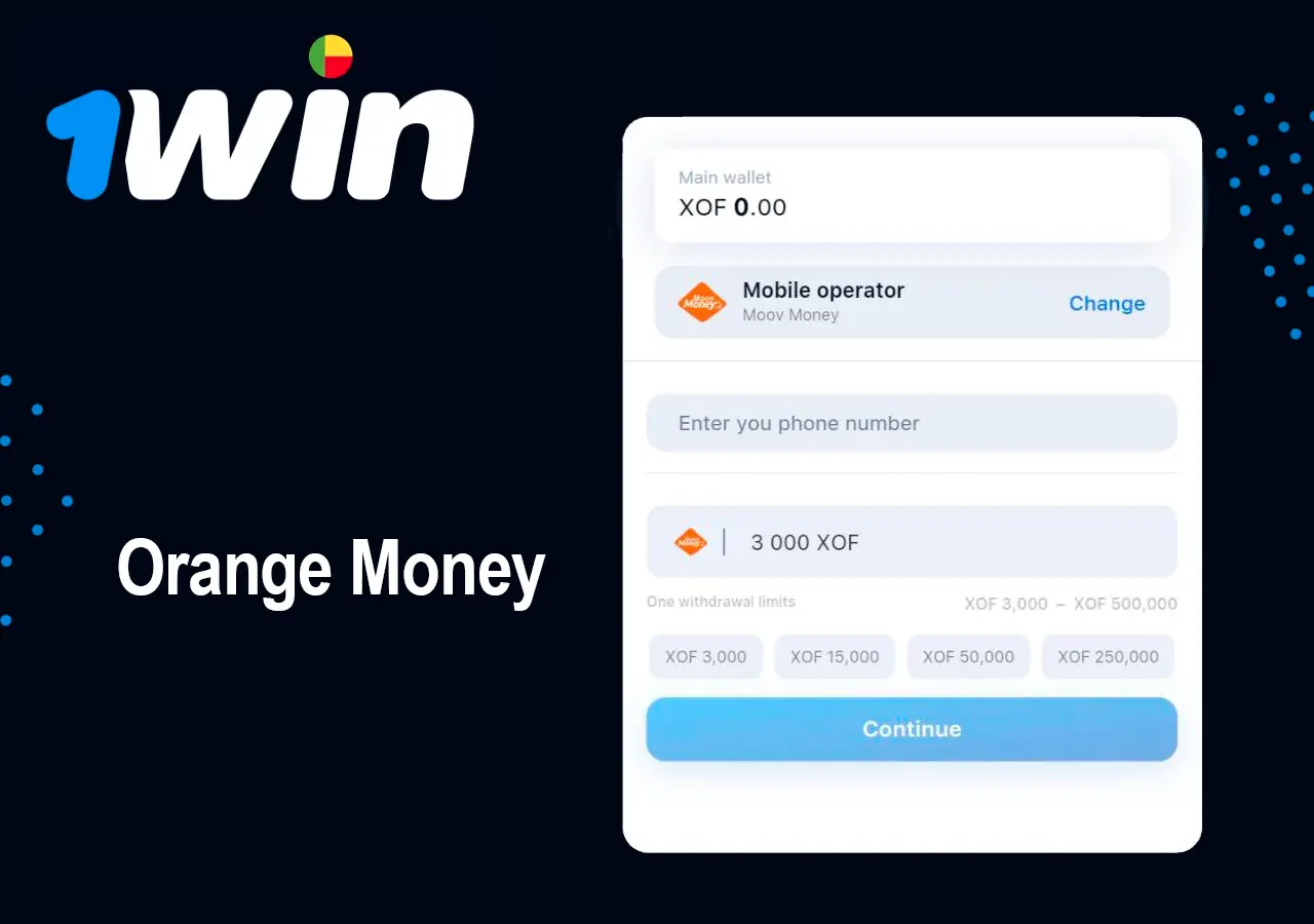 Retirer des gains de votre compte 1Win avec Orange Money